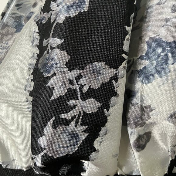 Y2K GLAM Halter Mini Dress Womens S Gray Stripe Black Floral 2000s Vintage - Picture 3 of 9